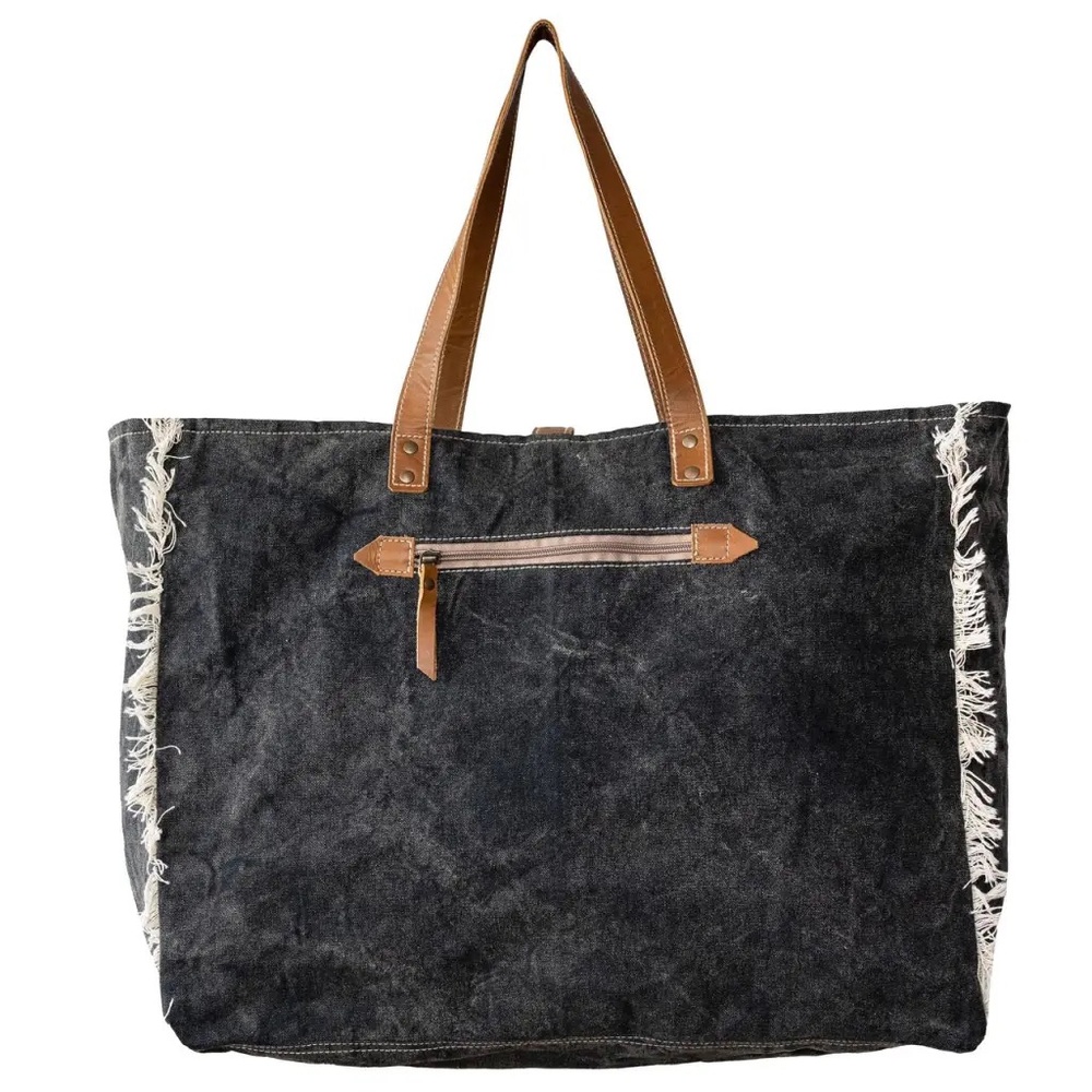 Zebra Print Tote Bag with Brown Accents - Picture 3 of 3